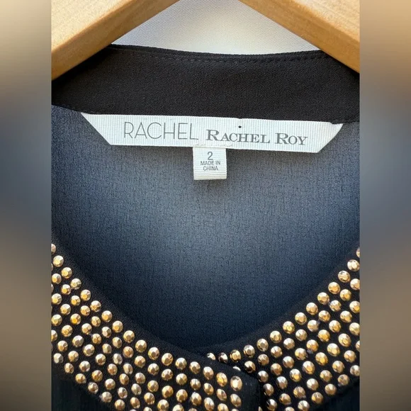 Rachel Rachel Roy Black Sleeveless Jumpsuit Gold Stud Trim Straight Leg Sz 2 NWT - Picture 16 of 16